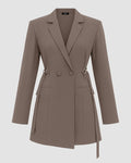 Long Sleeve Blazer Style Waistcoat in Cappuccino