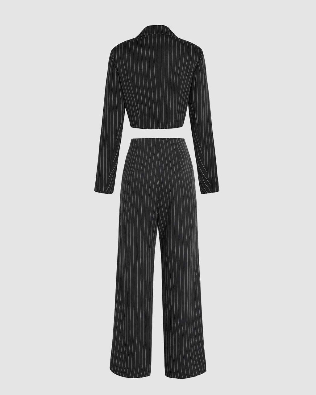 Set Of Two : Striped Print Cropped Jacket and Pants
