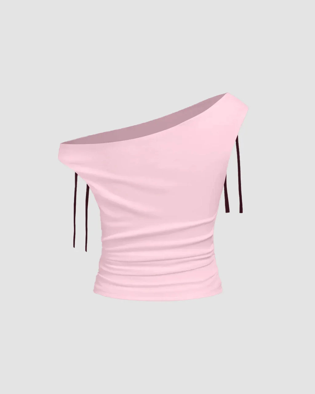 One Shoulder Tie-Detail Top In Baby Pink
