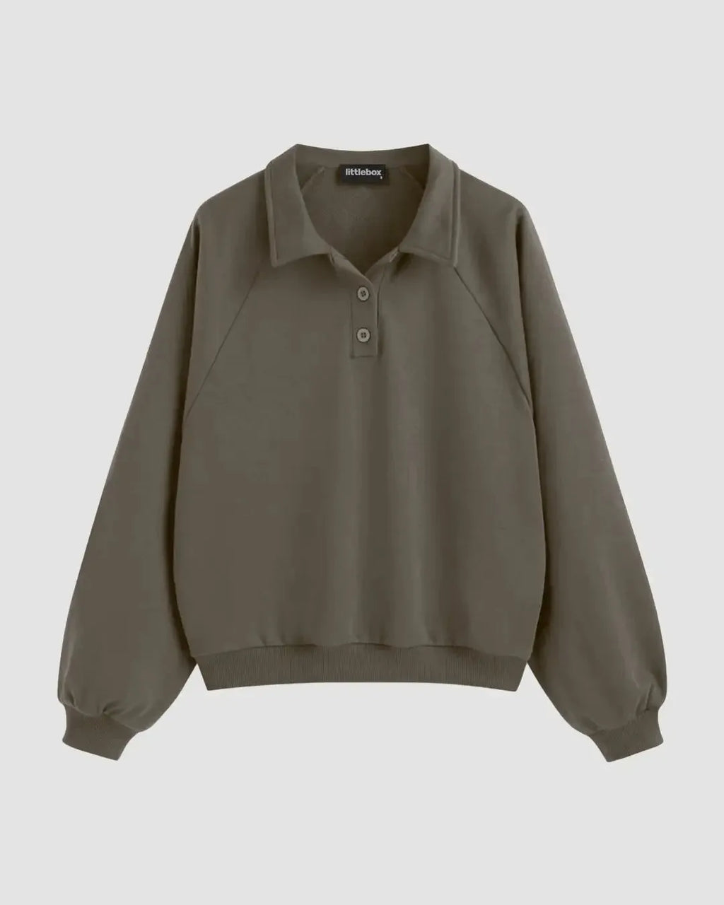Terry Collar Solid Oversized Sweatshirt In Brown