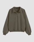 Terry Collar Solid Oversized Sweatshirt In Brown