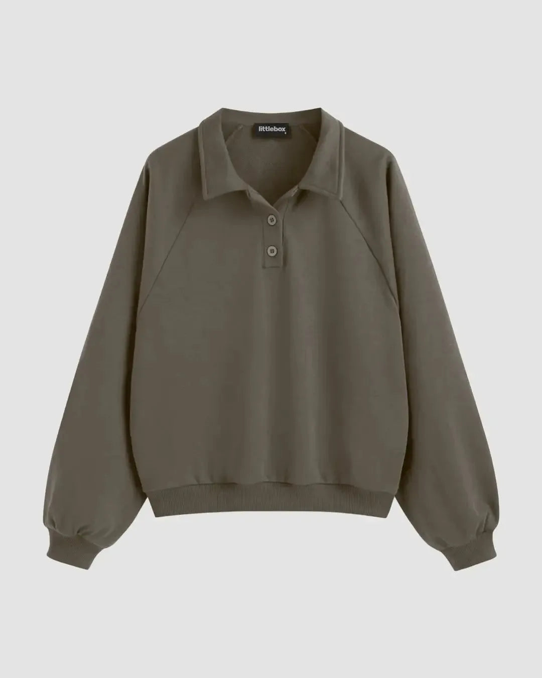 Terry Collar Solid Oversized Sweatshirt In Brown