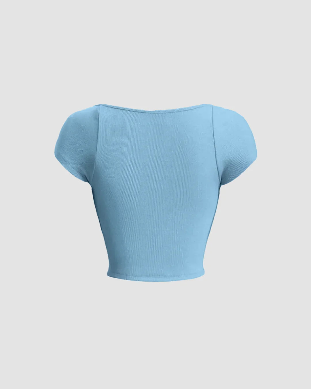 Sweetheart Neck Sheer Cap Sleeve Top in Powder Blue