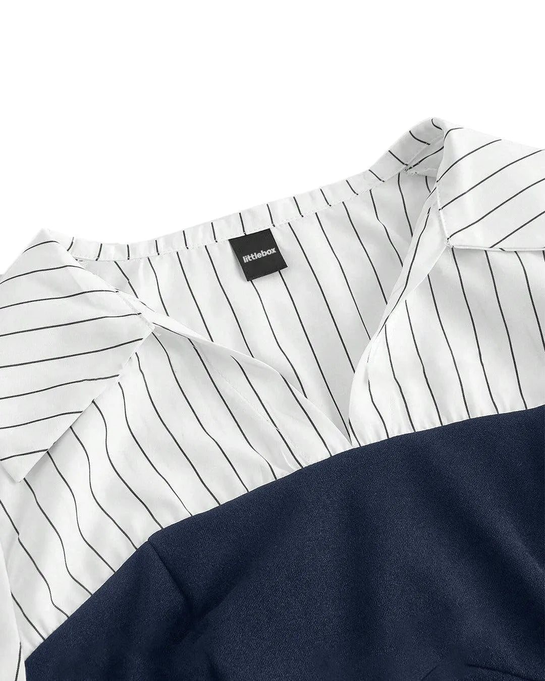 Navy Blue And White Striped Corset Fitted Shirt