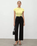 Mock Neck Cap Sleeve Fitted Top in Vanilla