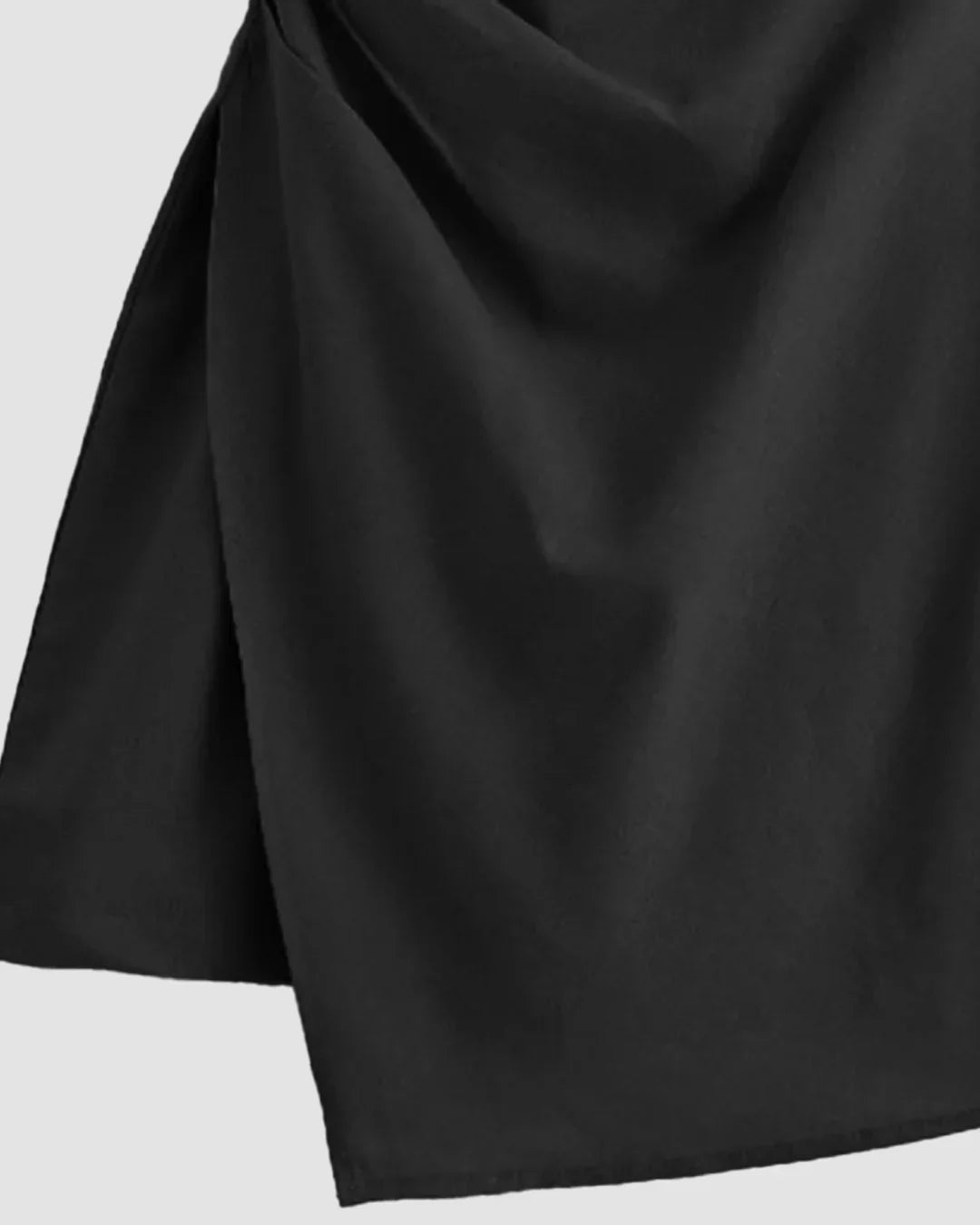 Sleeveless Square Neck Ruched Asymmetric Mini Dress in Black