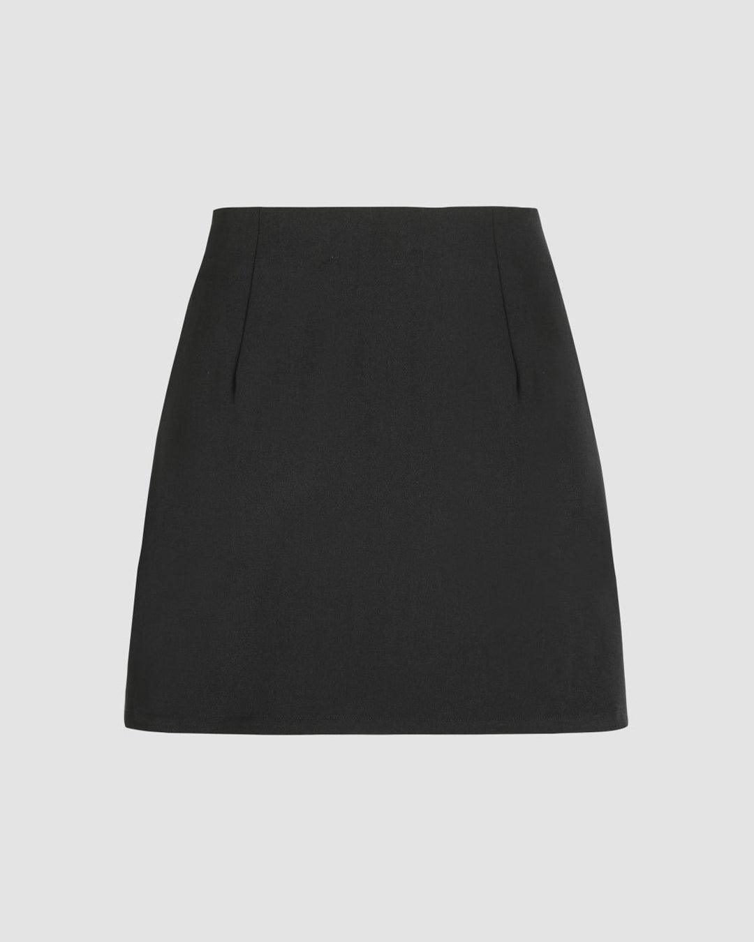 Blockcore Inspired Solid Mini Skirt In Black