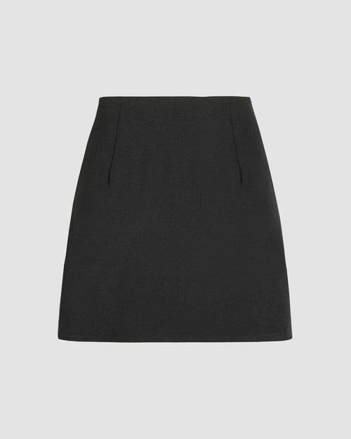 Blockcore Inspired Solid Mini Skirt In Black