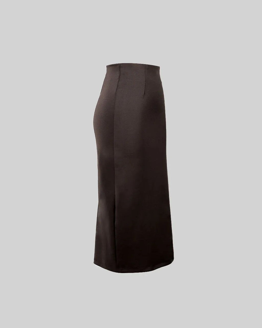 High Waisted Solid Split Thigh Skirt In Dark Brown