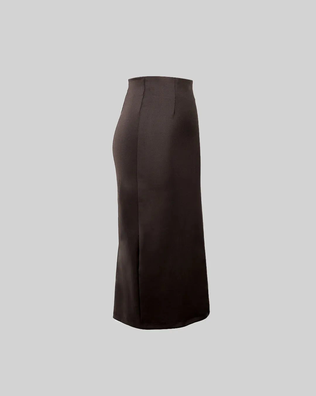 High Waisted Solid Split Thigh Skirt In Dark Brown