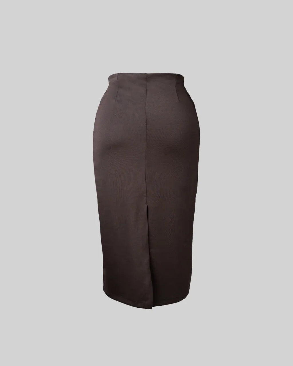 High Waisted Solid Split Thigh Skirt In Dark Brown