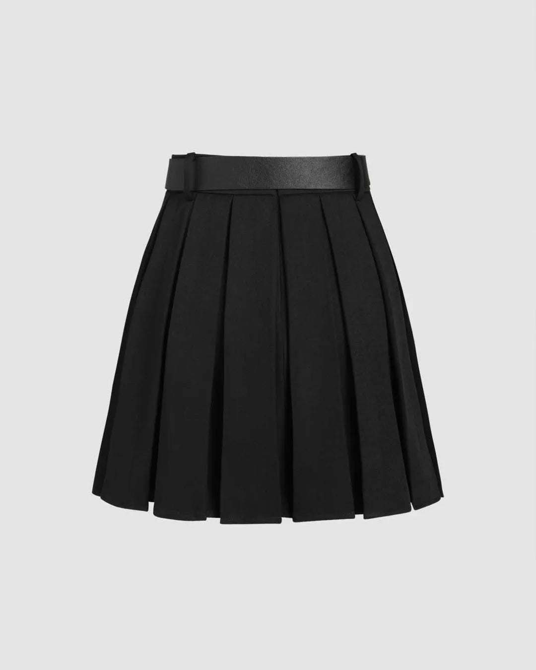 Korean Style High Waist Pleated Black Skirt