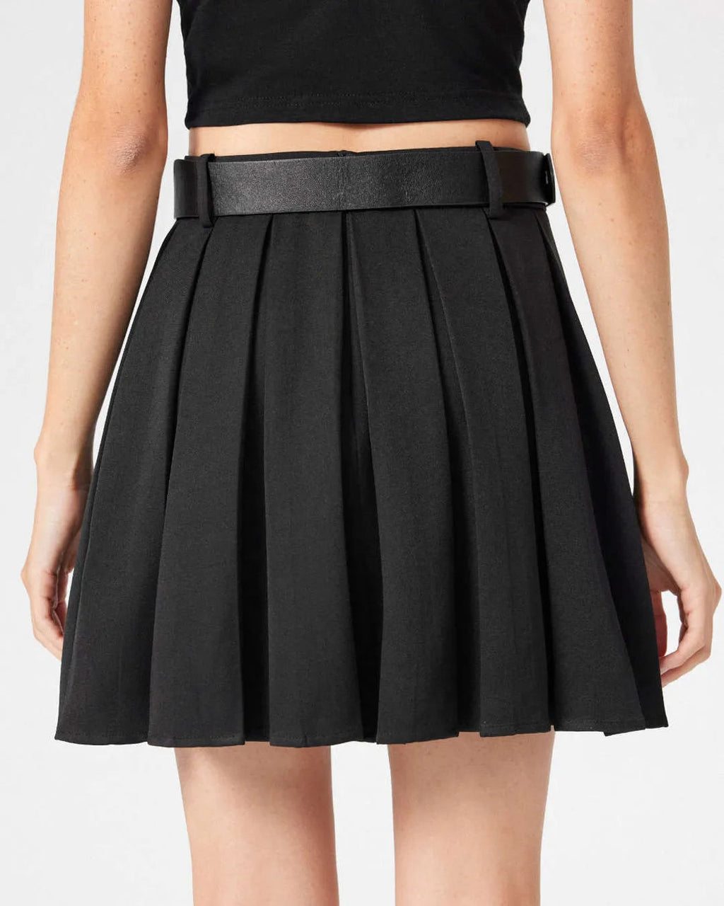 Korean Style High Waist Pleated Black Skirt