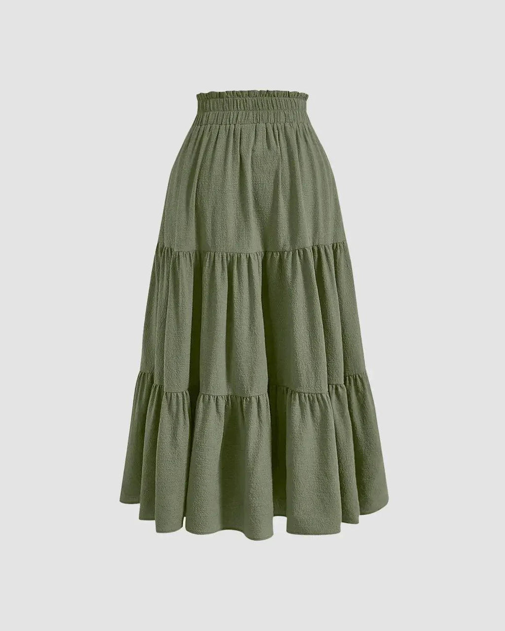 Ruffled Front Knot Skirt In Herbal Green