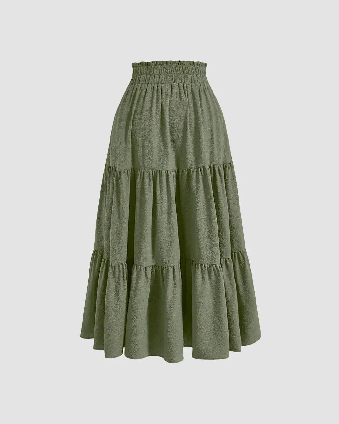 Ruffled Front Knot Skirt In Herbal Green