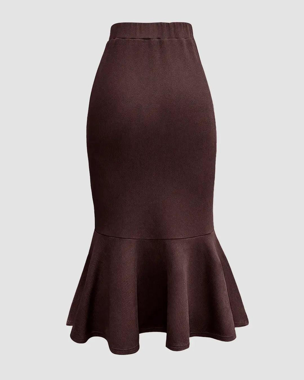 Solid Color Pleated Mermaid Chocolate Brown Skirt