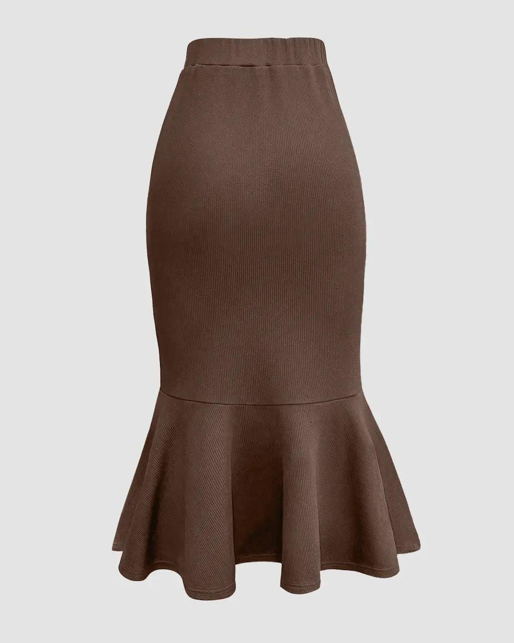 Solid Color Pleated Mermaid Long Brown Skirt