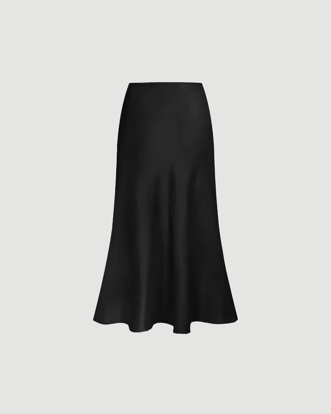 Solid Ruffle Long Skirt In Black