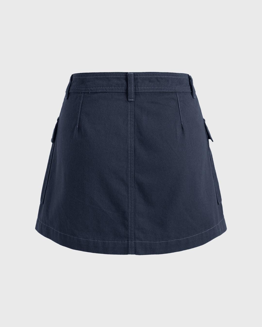 Y2K Trending Utility Skirt In Dark Blue