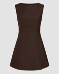 Boat Neck Mini Dress in Coco