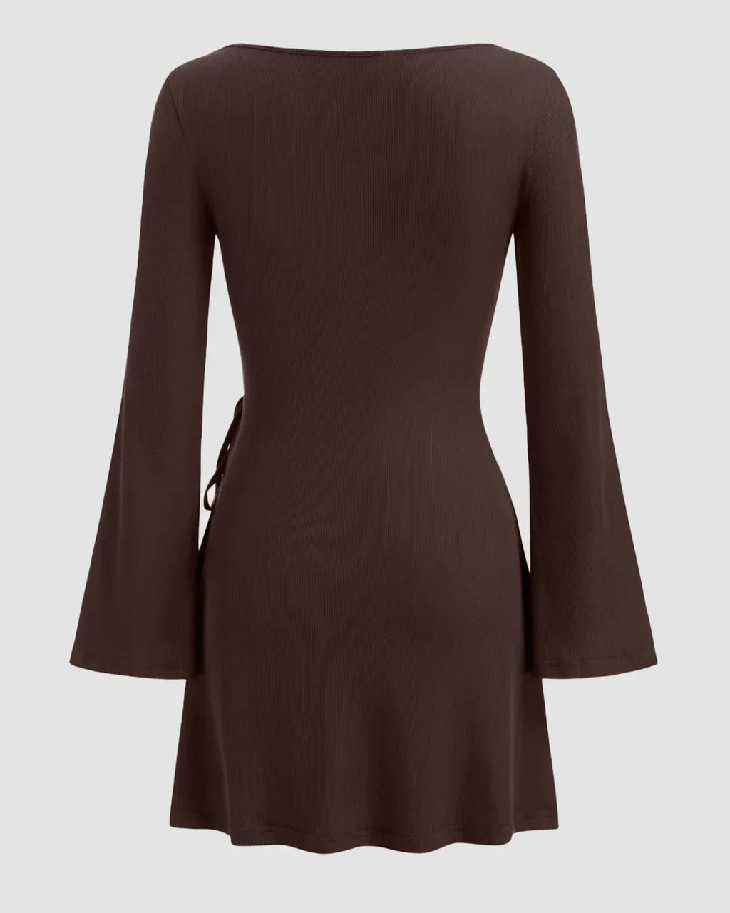 Chocolate Side-Tie Ruched Full Sleeve Mini Dress