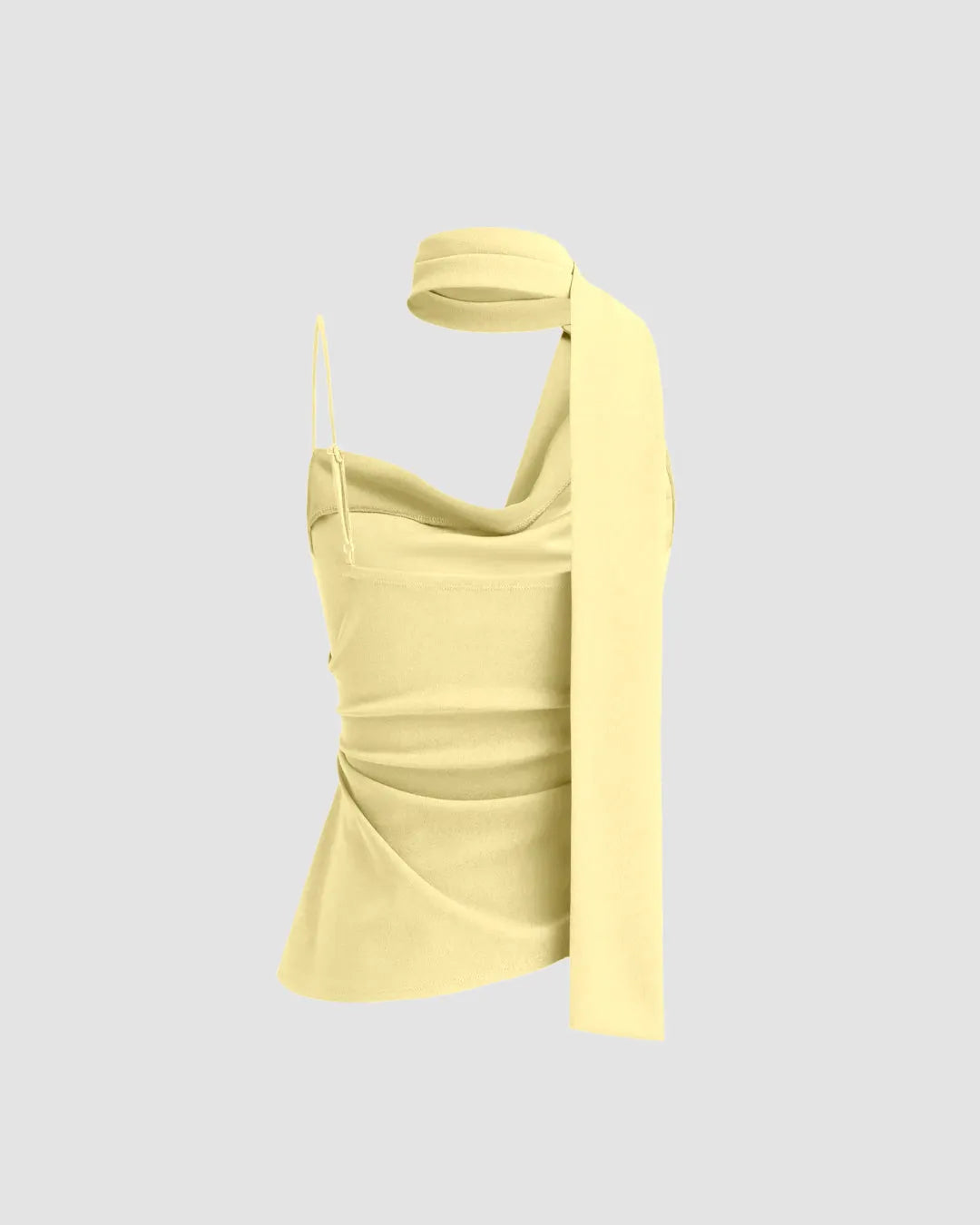 Vanilla One-Shoulder Draped Scarf Top