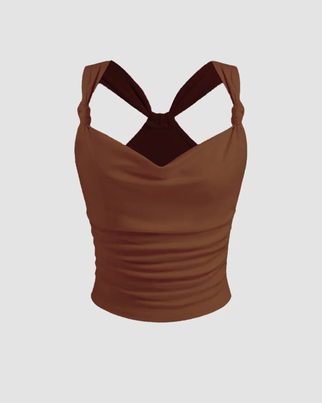 Ruched Strap Sweetheart Neck Sleeveless Top in Burnt Orange