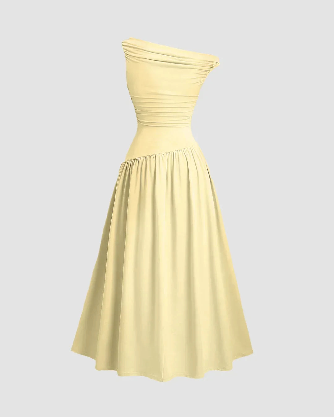 Vanilla Off-Shoulder Fit & Flare Midi Dress