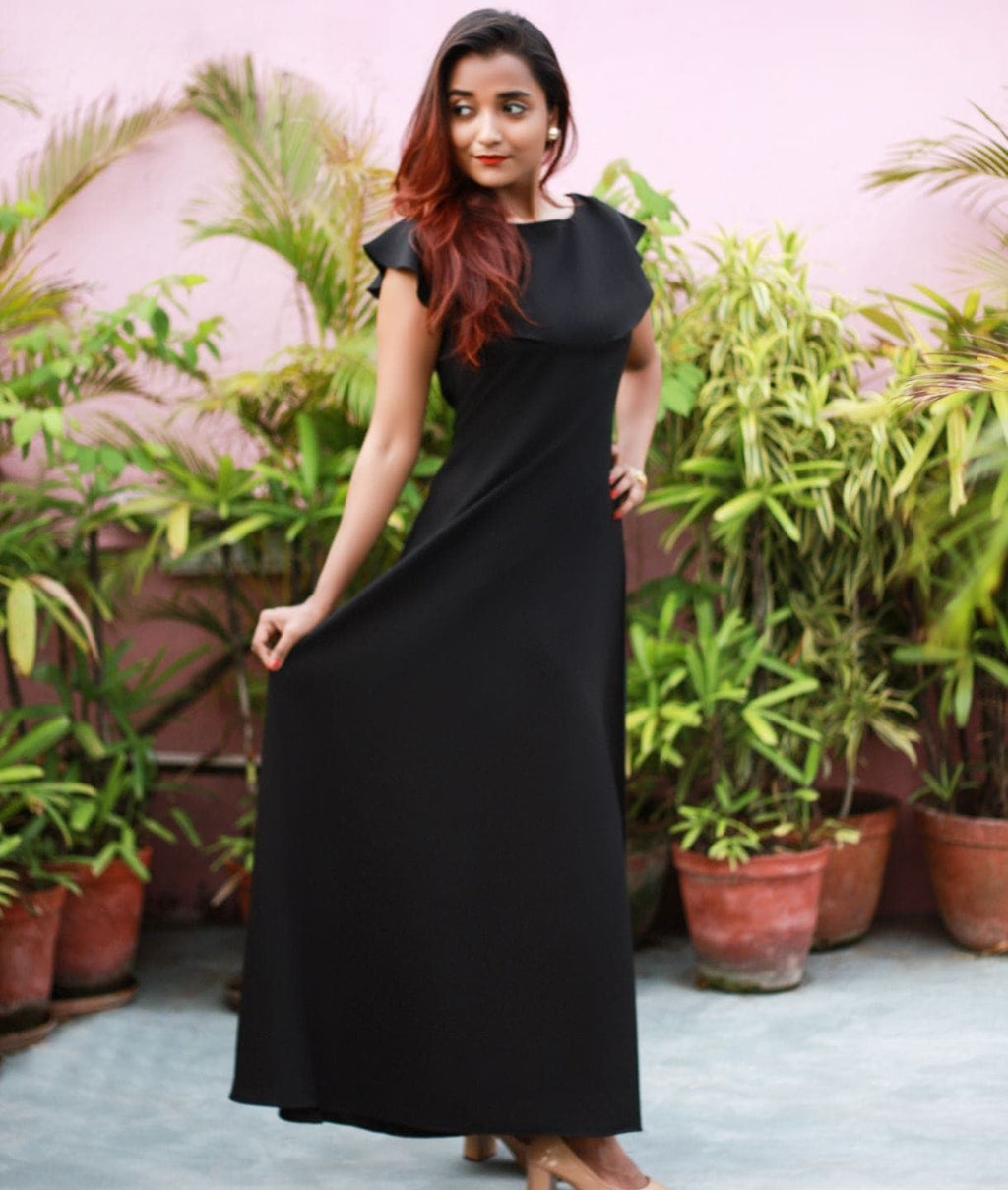 Flared Ruffle Maxi Gown - Pinkkup