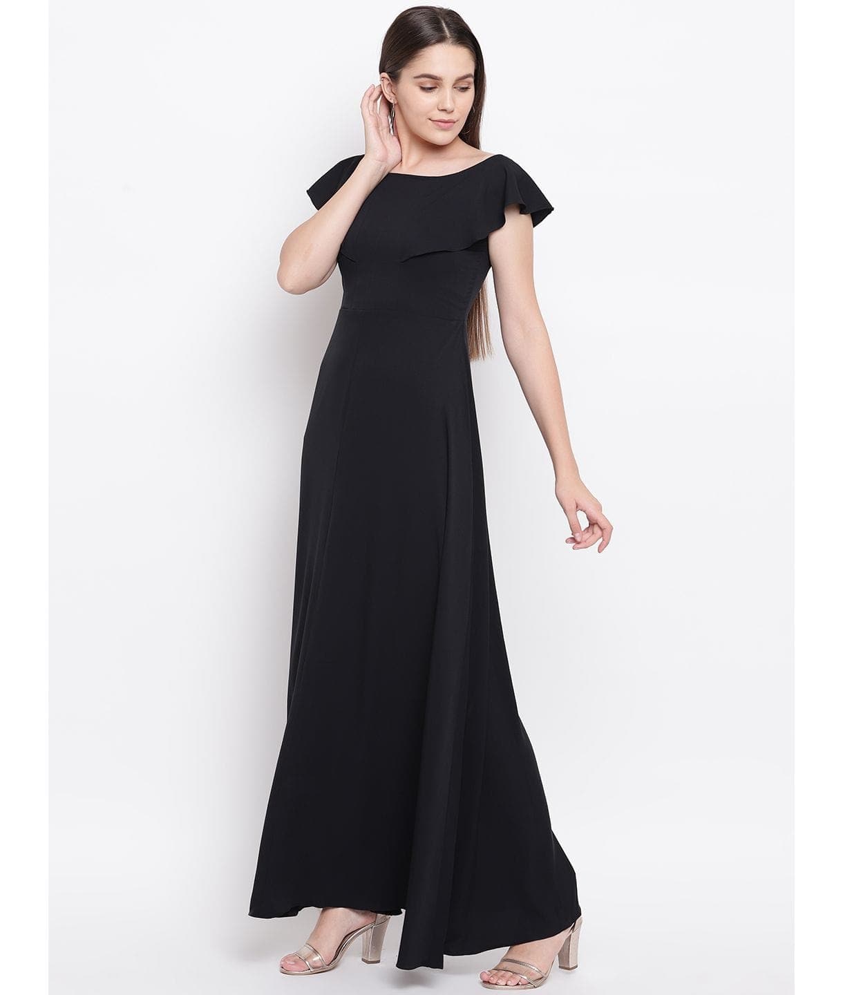 Flared Ruffle Maxi Gown
