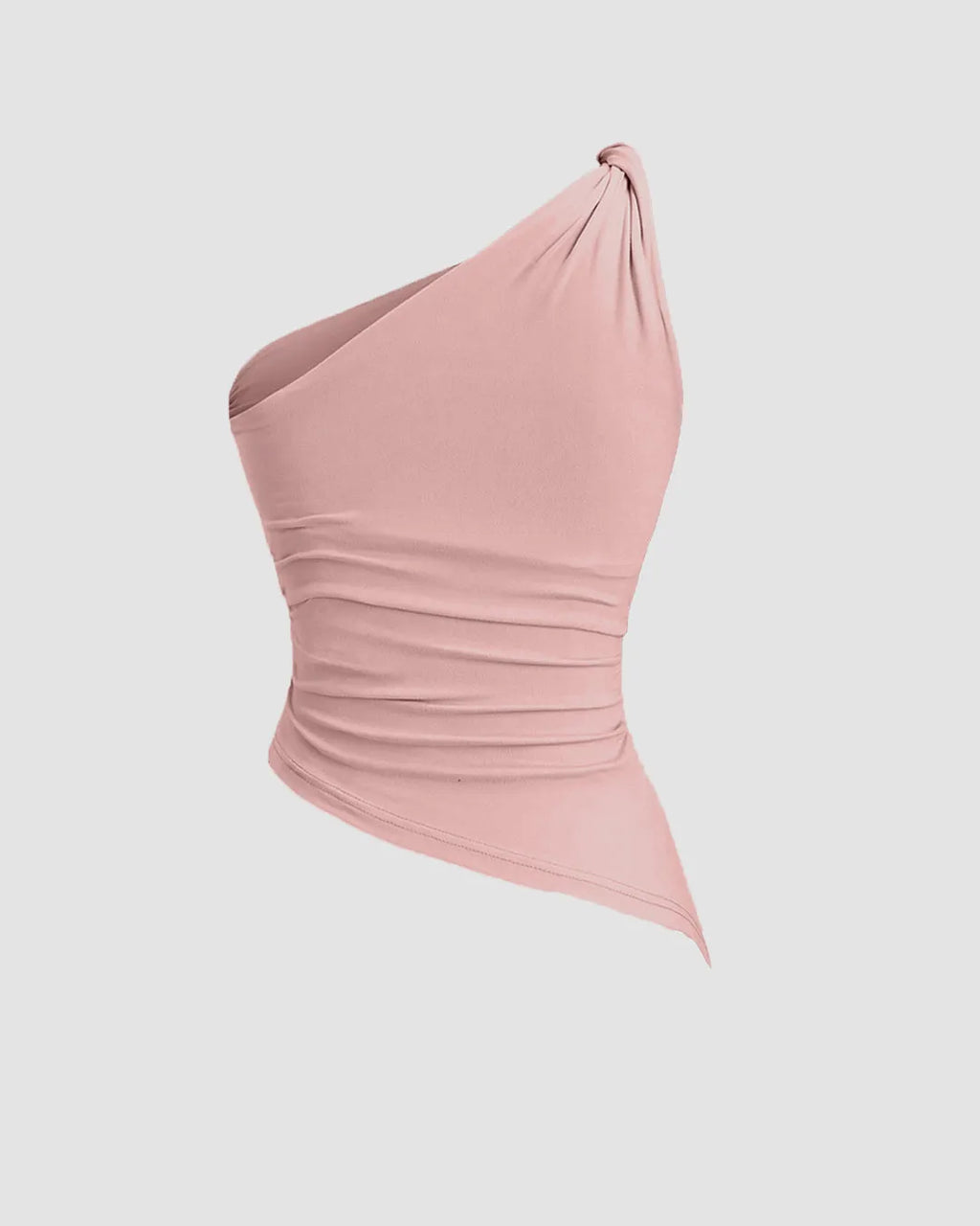 Rose One Shoulder Ruched Asymmetrical Top for Women