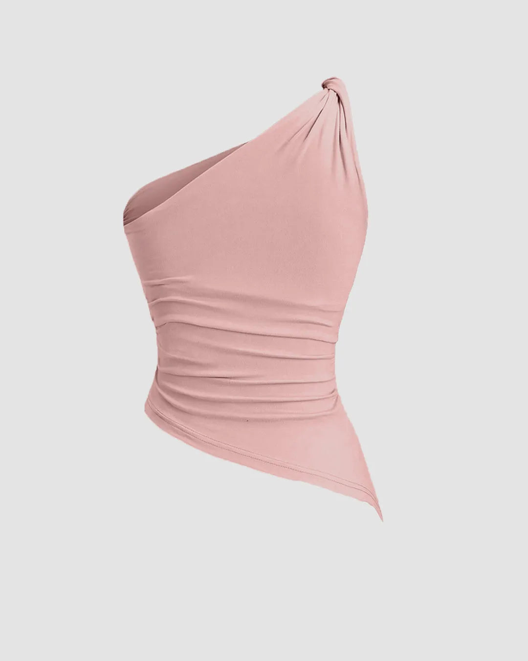 Rose One Shoulder Ruched Asymmetrical Top for Women