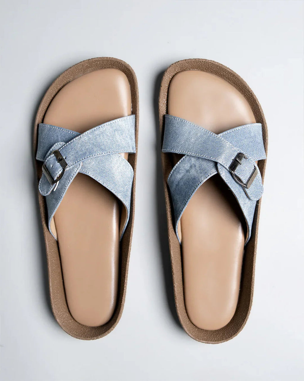Blue Cross Band Comfort Slides With Buckle Fastening