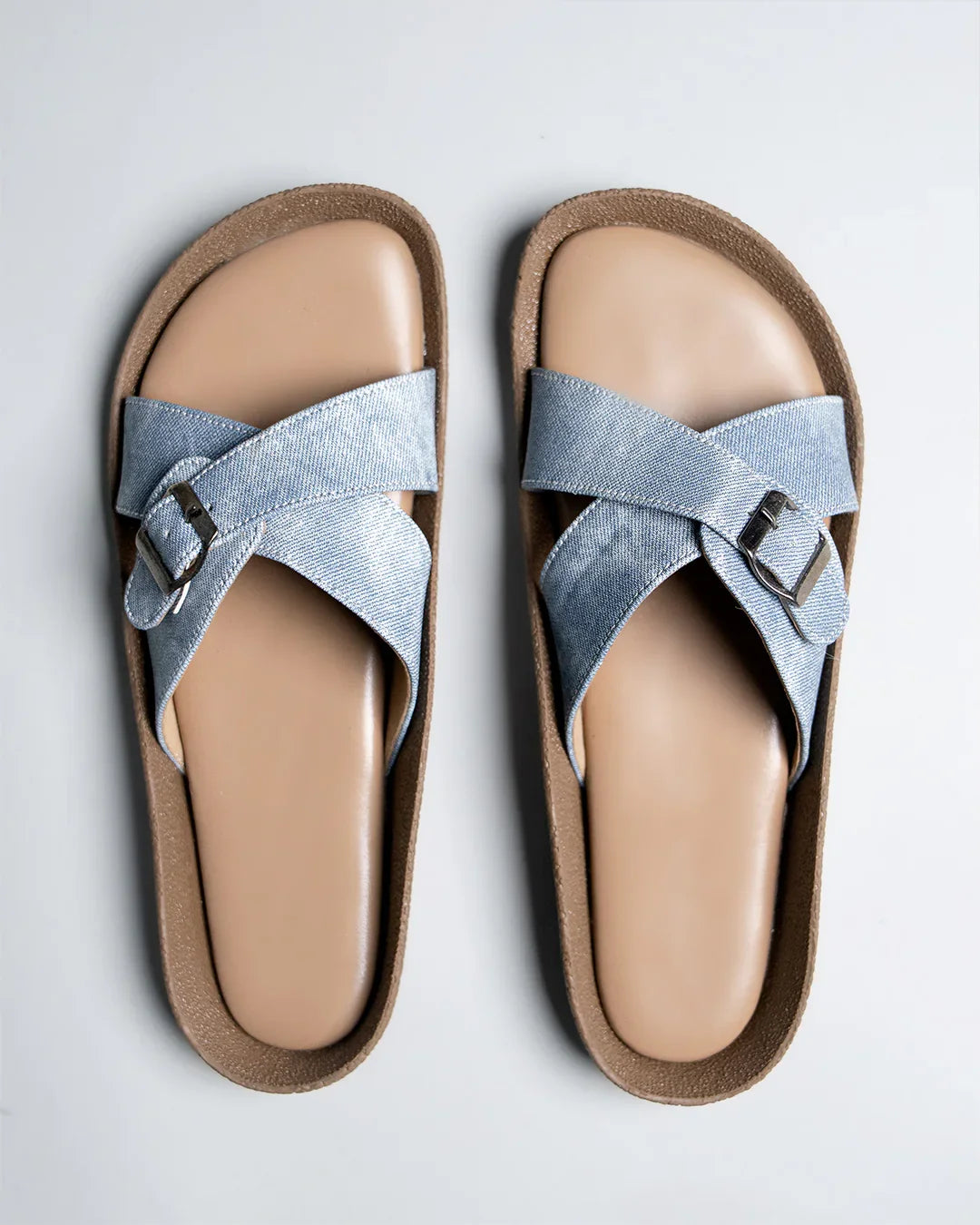 Blue Cross Band Comfort Slides With Buckle Fastening