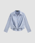 Casual Collared Shirt with Front Knot