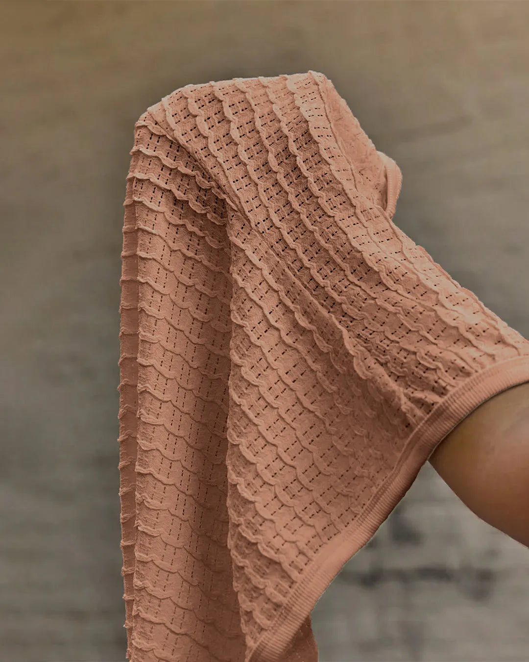 Textured Long Sleeve Dress in Biscuit Brown