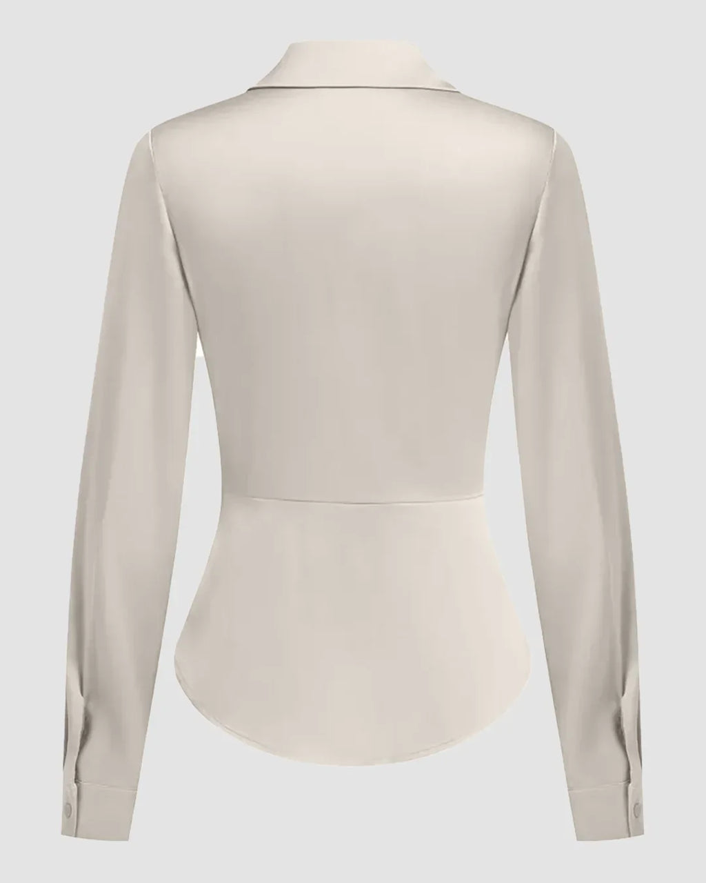 Satin Button-Down Collar Full Sleeve Shirt in Cream
