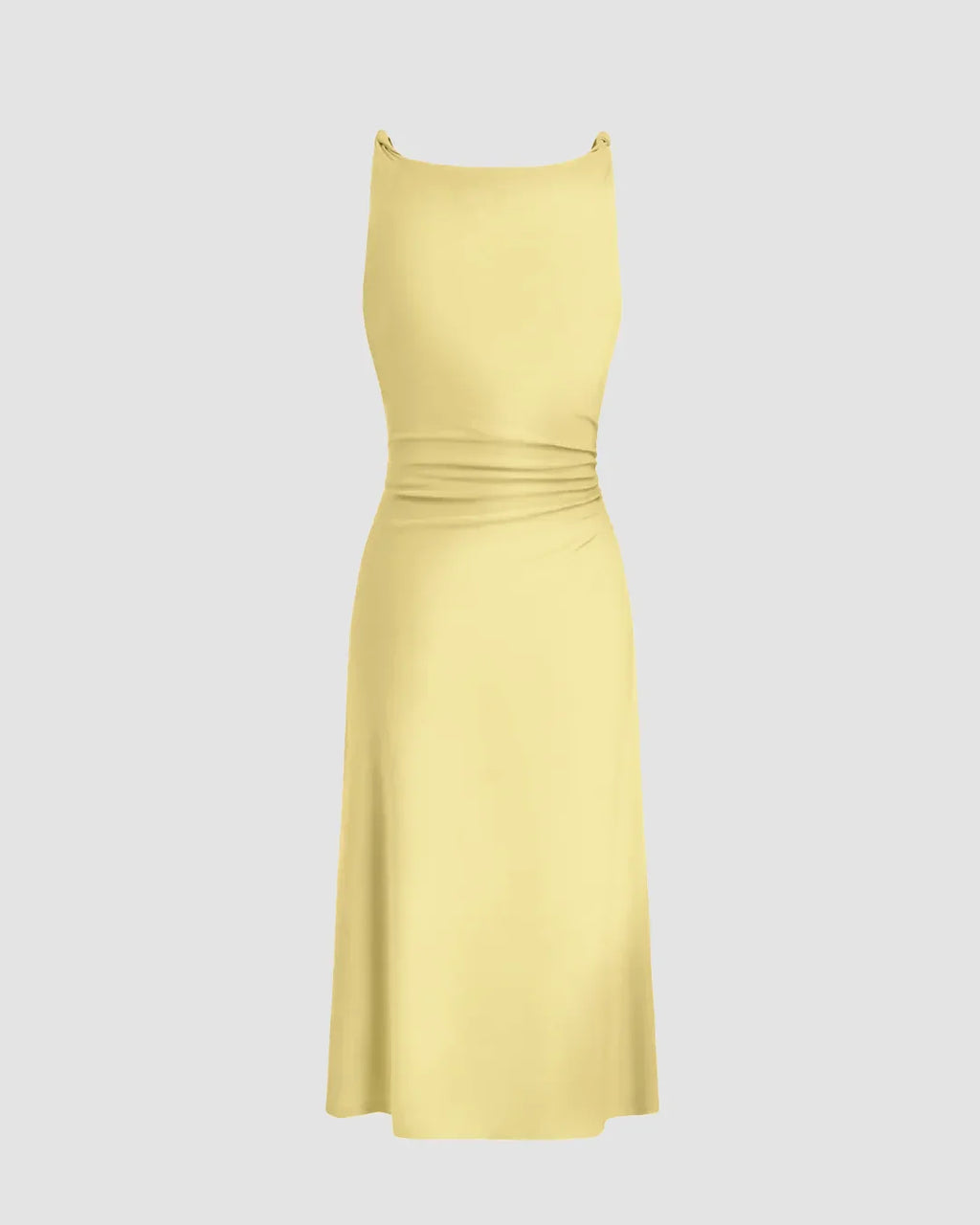 Minimal Cowl Neck Bodycon Dress in Vanilla