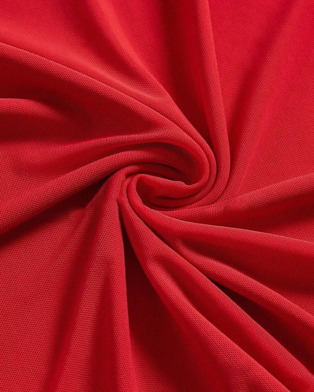 Cold Shoulder Ruffle Trim Flounce Sleeve Dress in Red