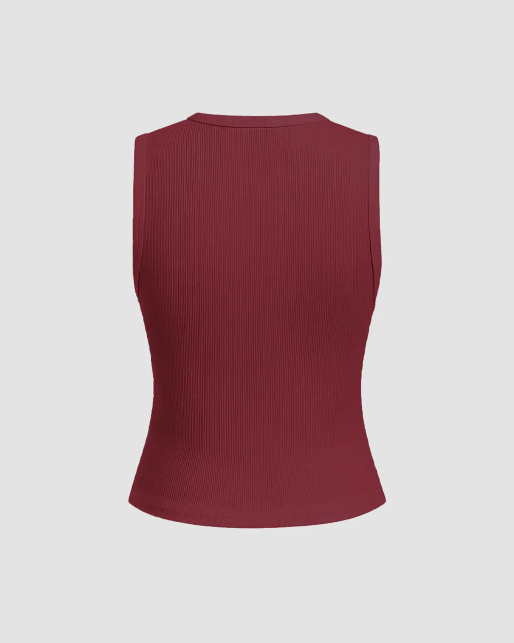 Maroon Ribbed Button-Down Sleeveless Top