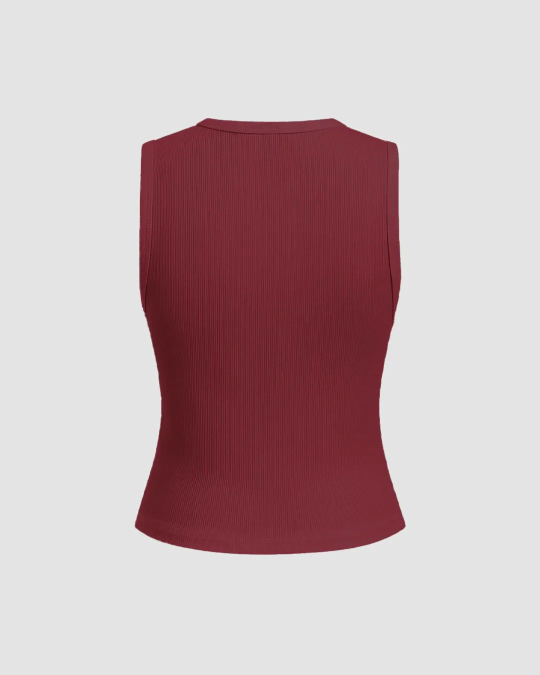 Maroon Ribbed Button-Down Sleeveless Top