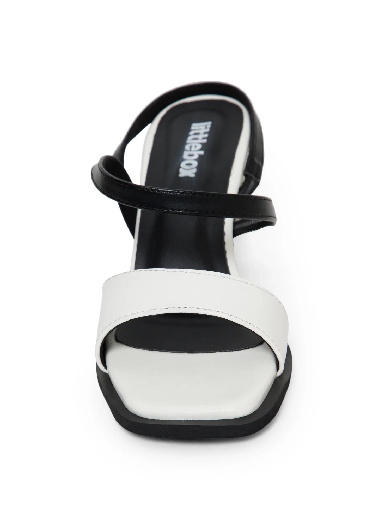 Black & White Colorblocked  Square Toe Block Heels
