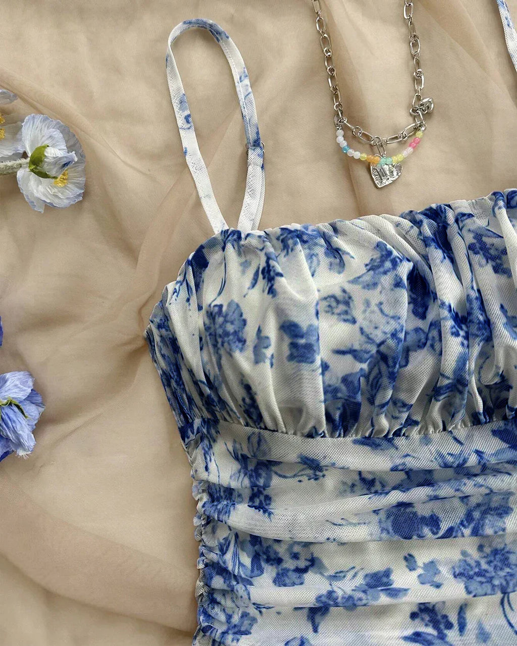 Spaghetti Strap Floral Print A-Line Mini Dress