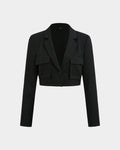 Black Short Workwear Suit Jacket With Pockets