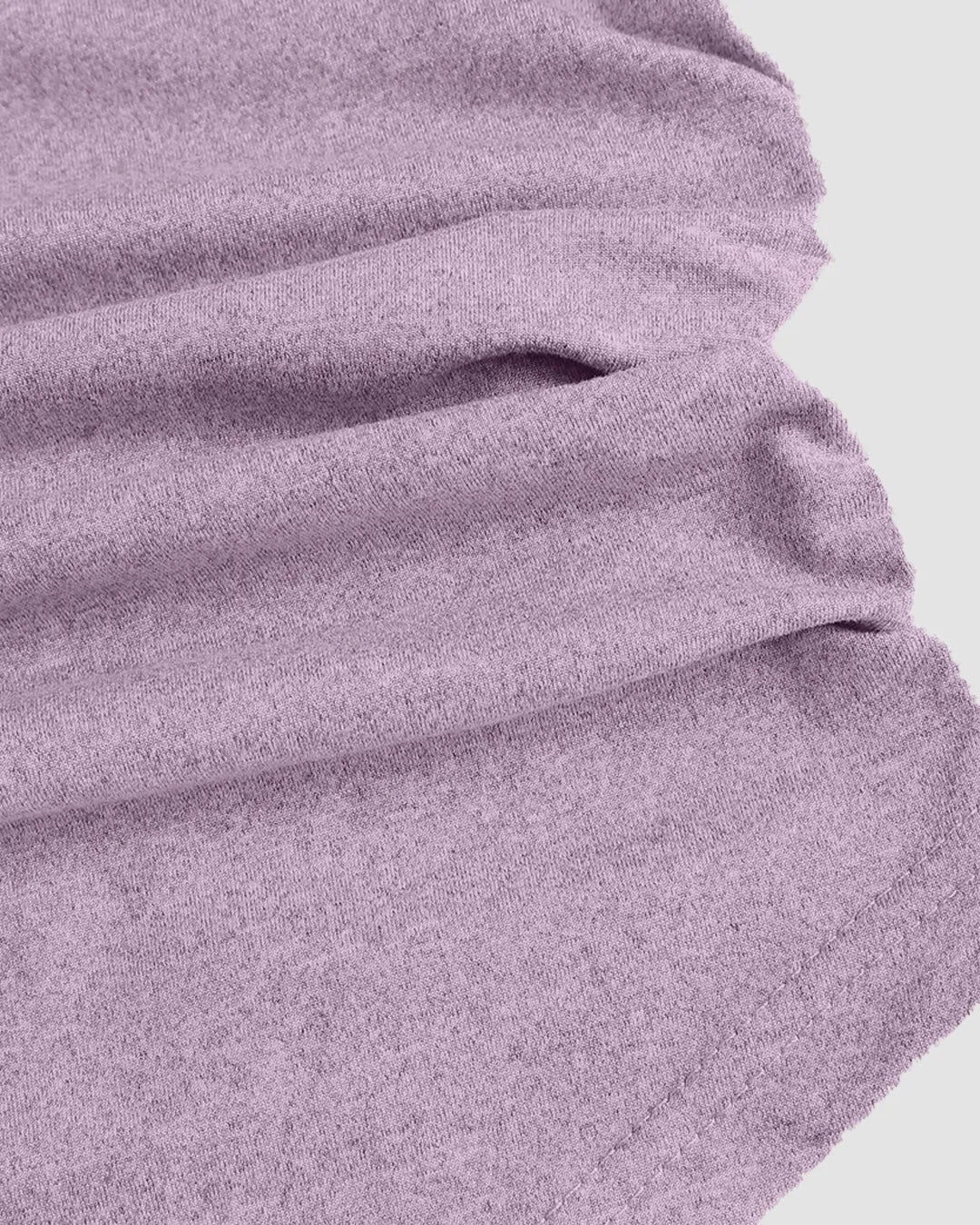 Round Neck Shoulder Tie Bow Asymmetric Hem Ruched Long Sleeve Top in Lilac