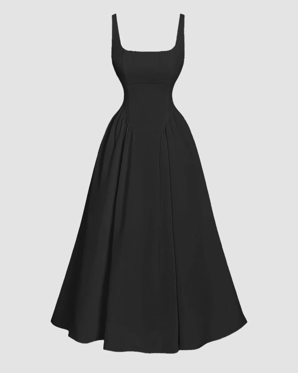 Sleeveless Bow Front Flared Maxi Dress in Black