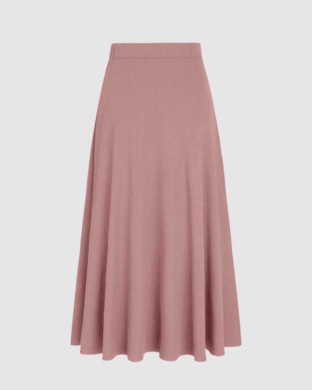 Rib Round Neck Solid Tank Top & Mid Waist Ruffle Midi Skirt In Pink