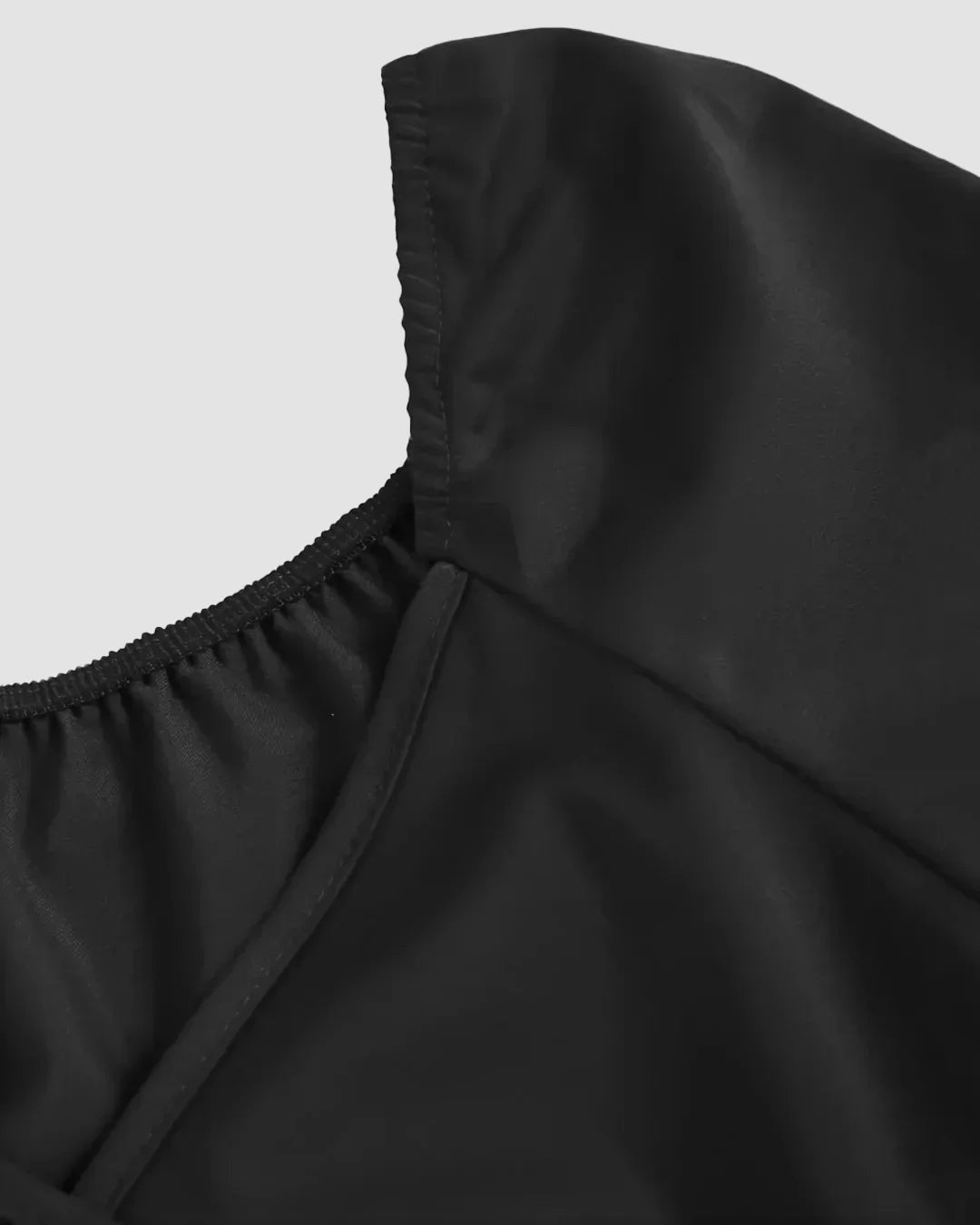 Sweetheart Neck Balloon Sleeve Back Tie Crop Top in Black