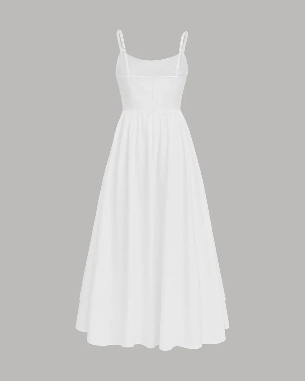 Spaghetti Strap Fit & Flare Sleeveless Midi Dress in White