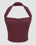Structured Corset Style Halter Neck Top in Maroon